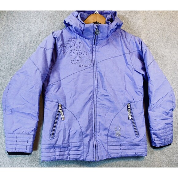 Spyder Ski‎ Jacket Girls 12 XTL 10,000 Thinsulate Lilac Purple Embroidered Bling